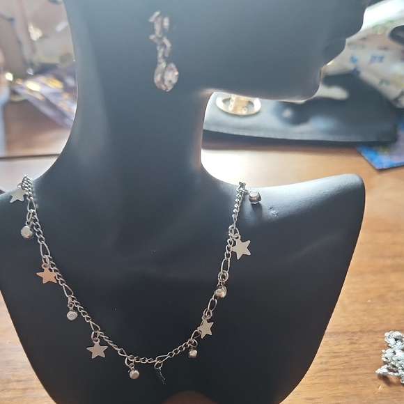 Silver Star Charm Necklace and Earring Set - Picture 1 of 1